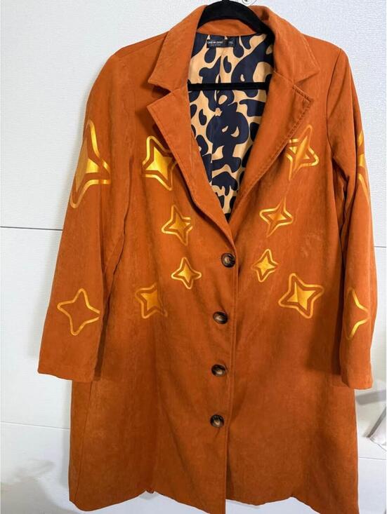 Jackets & Blazers - cute Burnt Orange Star Print Coat sz 1x
